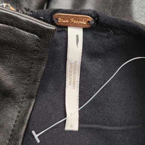 NEW Free People MIMI Luxe Vegan Leather Rayon Open Back Mini Dress Size 6 NWOT - Picture 6 of 7